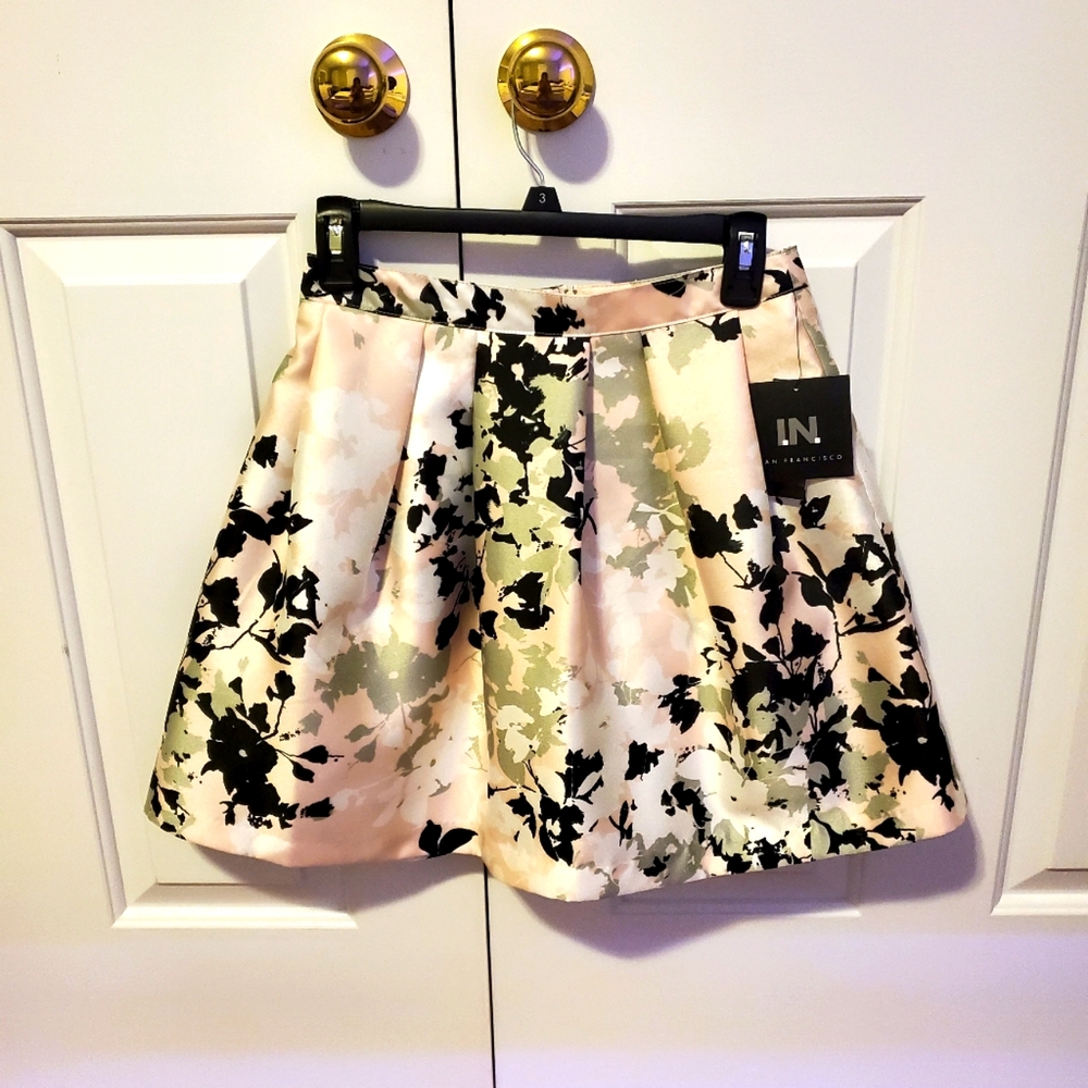 Taffeta floral mini skirt